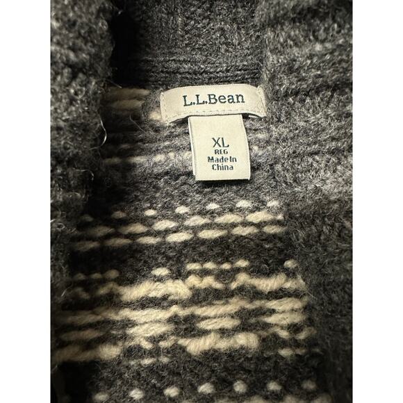 LL Bean Womens 100% Lambs Wool Fair Isle Cardigan Sweater Size XL - Picture 6 of 10